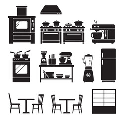 Kitchen Icons Vector, Cooking Utensils Clipart, Chef Tools Silhouette, Food Preparation Graphics, Restaurant Equipment Set, Culinary Design Pack, Home Kitchen Collection

