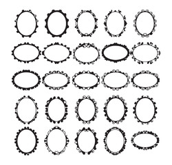 Oval Frame Vector, Decorative Wreath Clipart, Vintage Border Graphics, Ornamental Frame Design, Wedding Wreath Set, Floral Circle Frame, Elegant Border Collection

