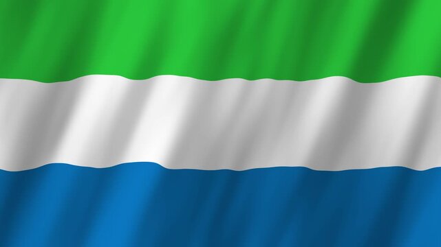 Sierra Leone Flag Waving on Wind, Realistic 4K Background Animation
