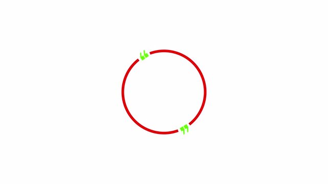Circle with comma, circle quotation mark graphic animation white quote box animation in chroma key. in transparent background in 4K animation with alpha channel
