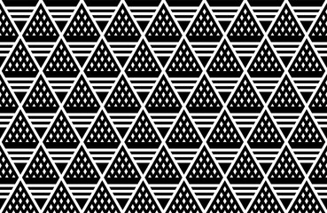 Abstract Seamless Geometric Triangles Pattern. Black and White Textured Background. 