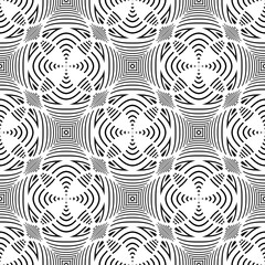 Abstract Seamless Geometric Lines Black and White Pattern with 3D Effect. 