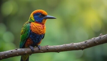 Obraz premium Colorful Bird Perched on a Branch in a Natural Setting During Daylight Hours