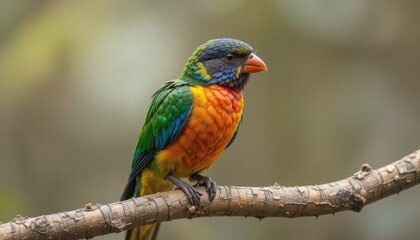 Obraz premium Colorful Bird Perched on a Branch in a Natural Setting During Daytime