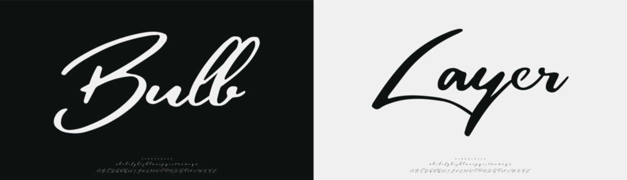 Bull Layer, Script luxury wedding alphabet letters font with tails. Typography elegant classic serif fonts and number decorative vintage retro concept for logo branding. vector illustration