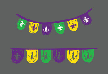 Vintage Mardi Gras Bunting Banner with Fleur De Lis Decoration © maizephyr