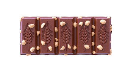 Chocolate bar with wheat ears and nuts