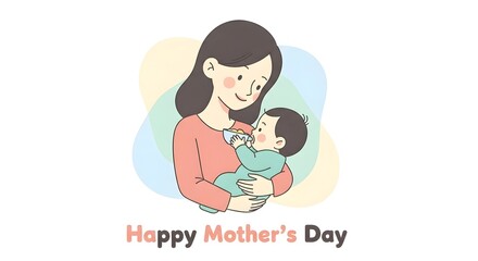 Obraz premium Happy mothers day mom and child love illustration