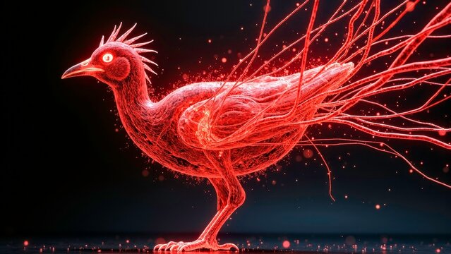 Red Flame Spirit Bird Shining Magic Bird Illustration