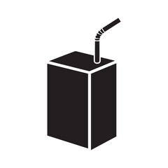 Juice box straw icon, simple black style
