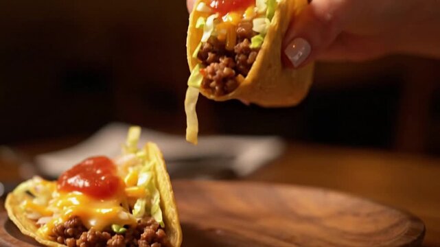 Tacos with Minced Meat and Tomato Sauce.