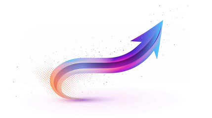 3D growth arrow rising from curve dynamic motion gradient colors success business progress futuristic design abstract concept