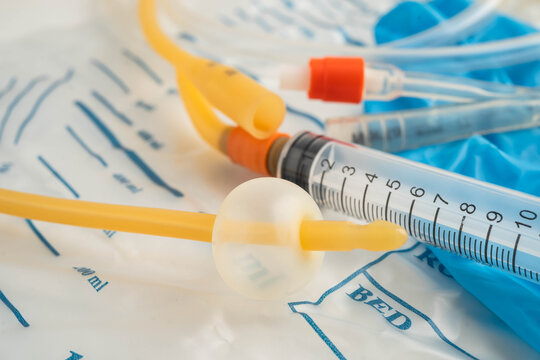Foley catheter and urine drainage bag collect urine for disability or patient in hospital.