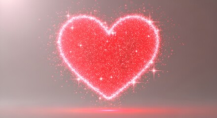 Obraz premium Red Heart Shape with Sparkling Glitter Particles Floating in Space sparkle