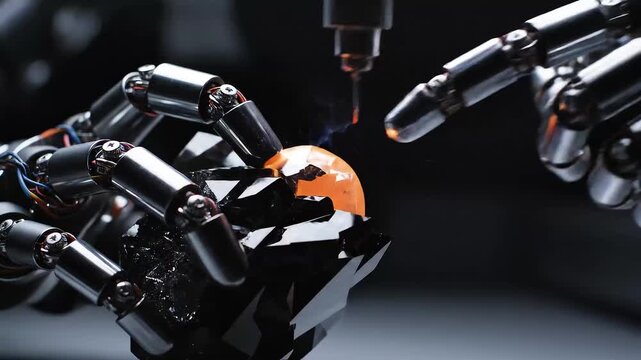 Robotic hands transforming sharp shapes into smooth forms