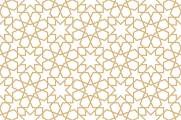 Islamic Geometric Seamless Pattern with Traditional Star Rosette Design