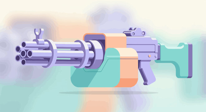 Minimalist illustration of a multi-barreled weapon in pastel colors