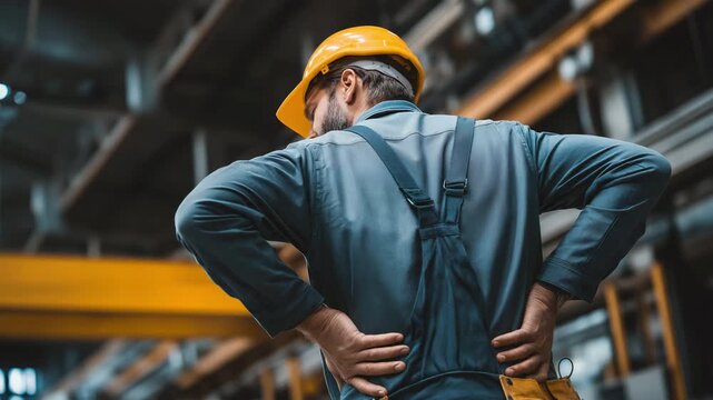A industry worker suffers from excruciating lower back ache.