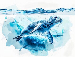 Seal Swimming Under Ice