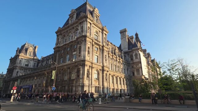 Paris, France - 12 October 2025 - Historic Paris City Hall (H&ocirc;tel de Ville) Exterior in Daylight