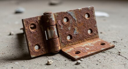 Close-up of a Rusty Metal Door Hinge