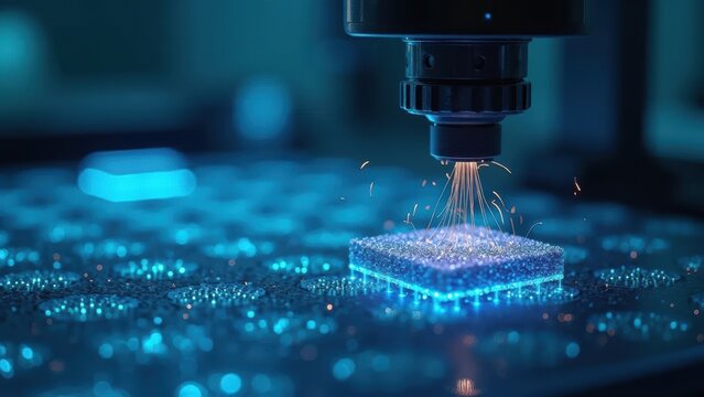 Advanced Nanotechnology: Nano fabrication process forming metamaterial lattice inside research laboratory