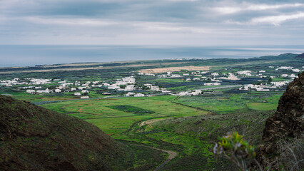 Lanzarote. Typical white houses in the countryside
