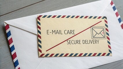 Fototapeta premium Vintage Envelope with E-Mail Care and Secure Delivery Message