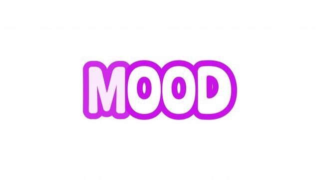 Mood bouncy bubble outline text animation. Emotional state. Meme emotion. Current mindset. Online reaction. Stylized term. Playful call-to-action typography. Animated jumping magenta letters overlay