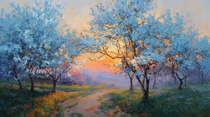 The blooming garden at the old house