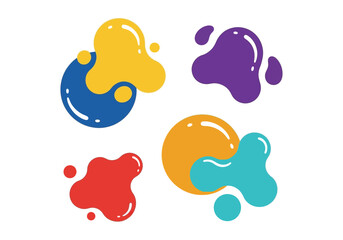 Fototapeta premium Abstract liquid shapes in vibrant colors, dynamic graphic illustration with glossy highlights on a white background.