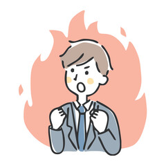 やる気を出して燃えているビジネスマン