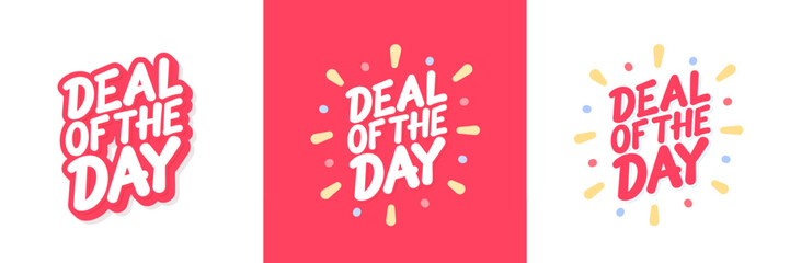 Deal of the Day vector lettering sticker set