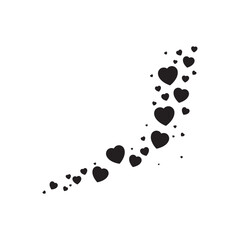 Black hearts trail silhouette on white background, romantic decorative element for wedding or valentine's day. © mukhlison id