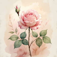 Watercolor rose day illustration