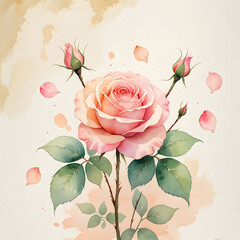 Watercolor rose day illustration