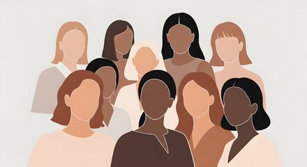 A diverse group of women standing together in unity and support