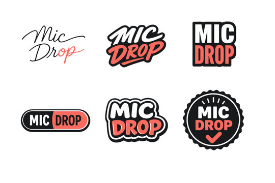 Mic drop logo collection featuring bold typography styles