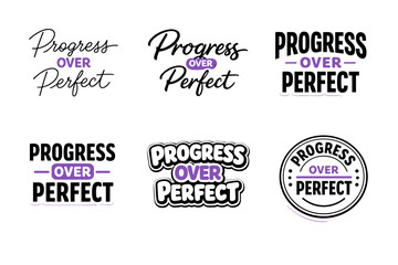 Naklejka premium Progress over perfect typography set in various styles and colors