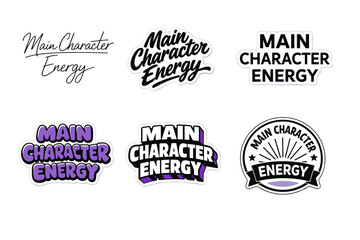 Main character energy text designs with bold styles and unique fonts