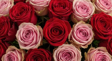Fototapeta premium Beautiful Close Up of Vibrant Roses for Valentine's Floral Decoration
