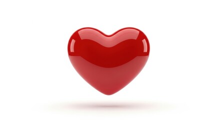 Fototapeta premium Glossy 3D Red Heart Icon Isolated on Clean White Background