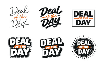 Deal of the day logos in various bold typography styles