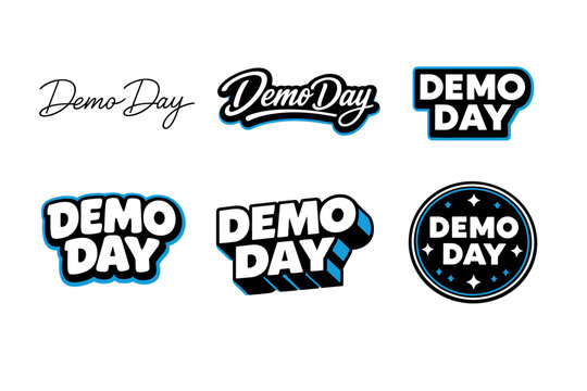Variety of demo day typography and logo designs