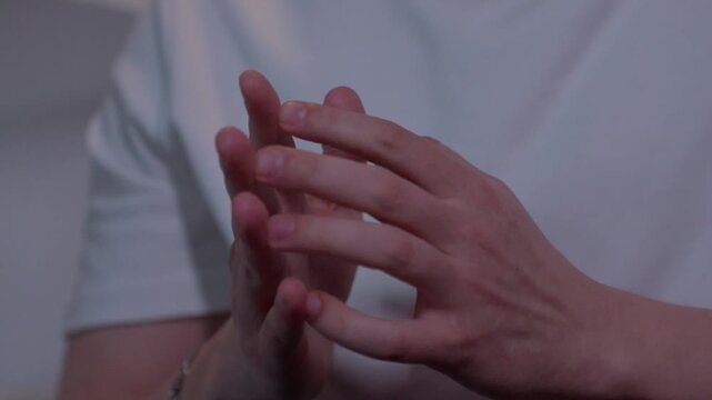 Private Talk With Joined Hands. An Intimate Dialogue Featuring Hands Held Together In Silence. Confidential Interview Emphasizing Closeness With Hands Clasped In Silent Bond Of Connection