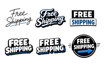 Fototapeta premium Assorted free shipping labels with bold lettering and arrow icon