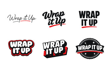 Obraz premium Variety of black and red 'wrap it up' logos in different styles and fonts