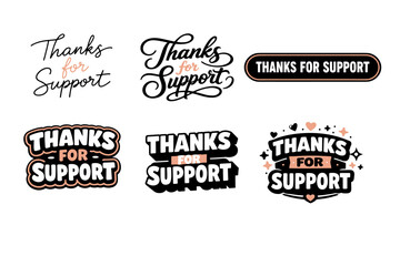Obraz premium Thanks for support: creative typography designs in various styles