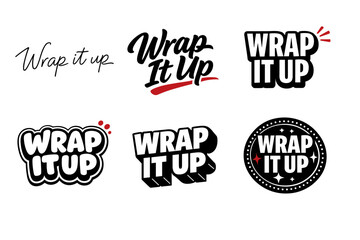 Obraz premium Wrap it up text styles collection: diverse design variations for branding