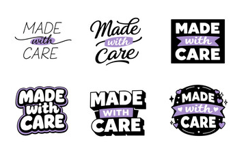 Fototapeta premium Creative variations of made with care typography designs